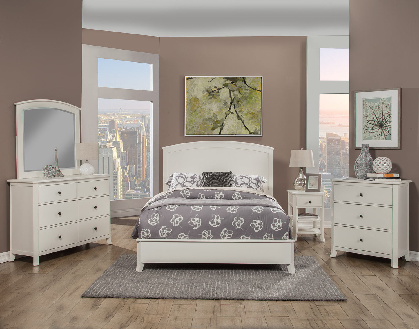 White Solid Wood King Bed Frame