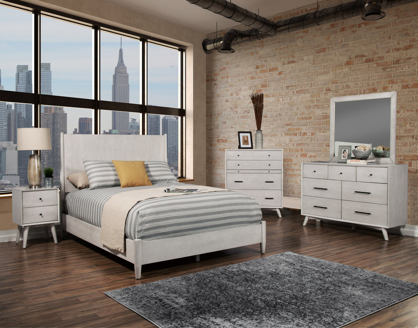Gray Solid Wood Full Bed Frame