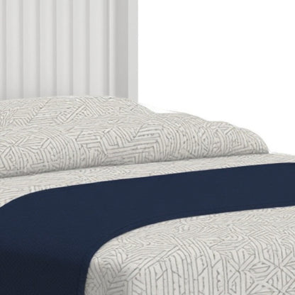 White Ribbed Texture Solid Wood King Bed Frame