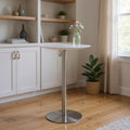 26" White and Silver Rounded Steel Bar Table