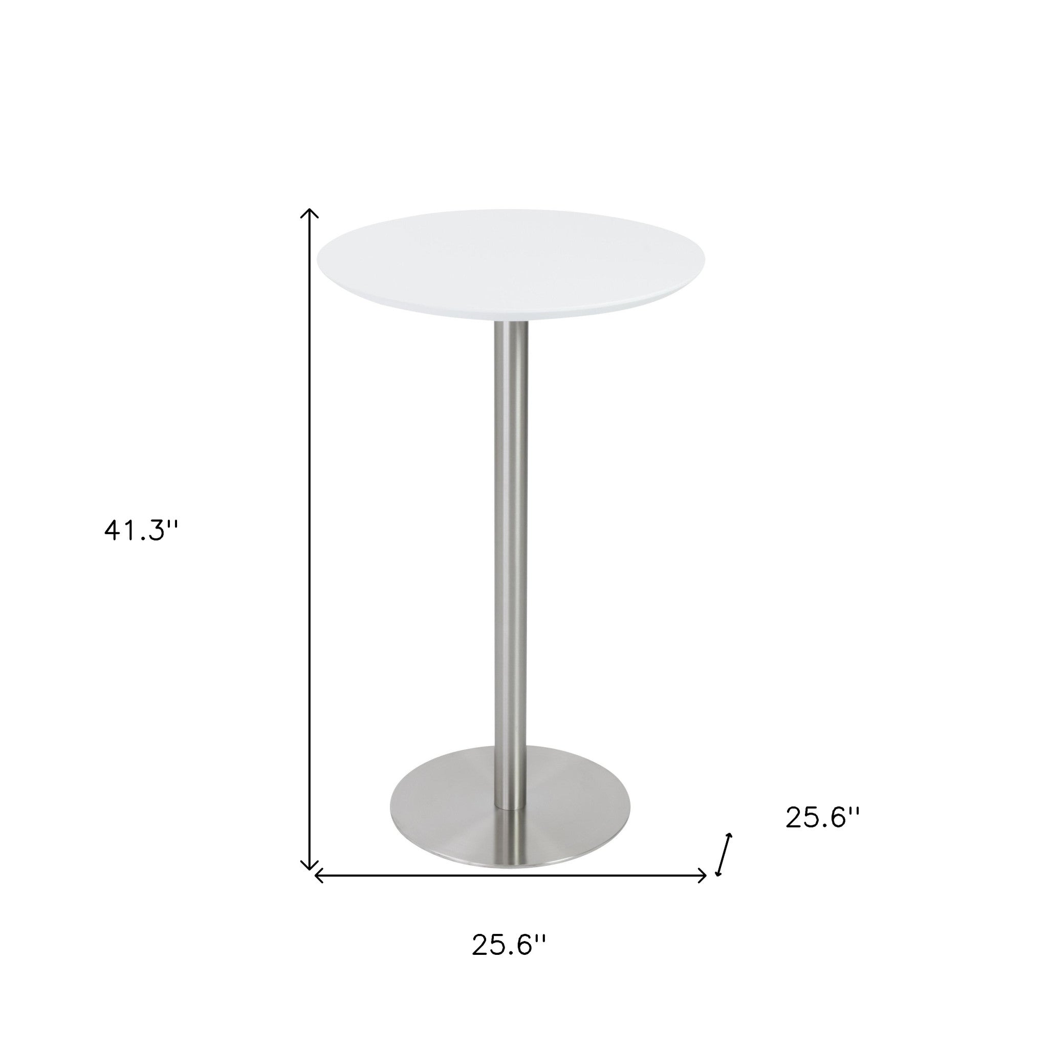 26" White and Silver Rounded Steel Bar Table