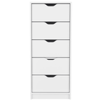 18" White Five Drawer Standard Chest