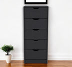 18" Black Five Drawer Standard Chest