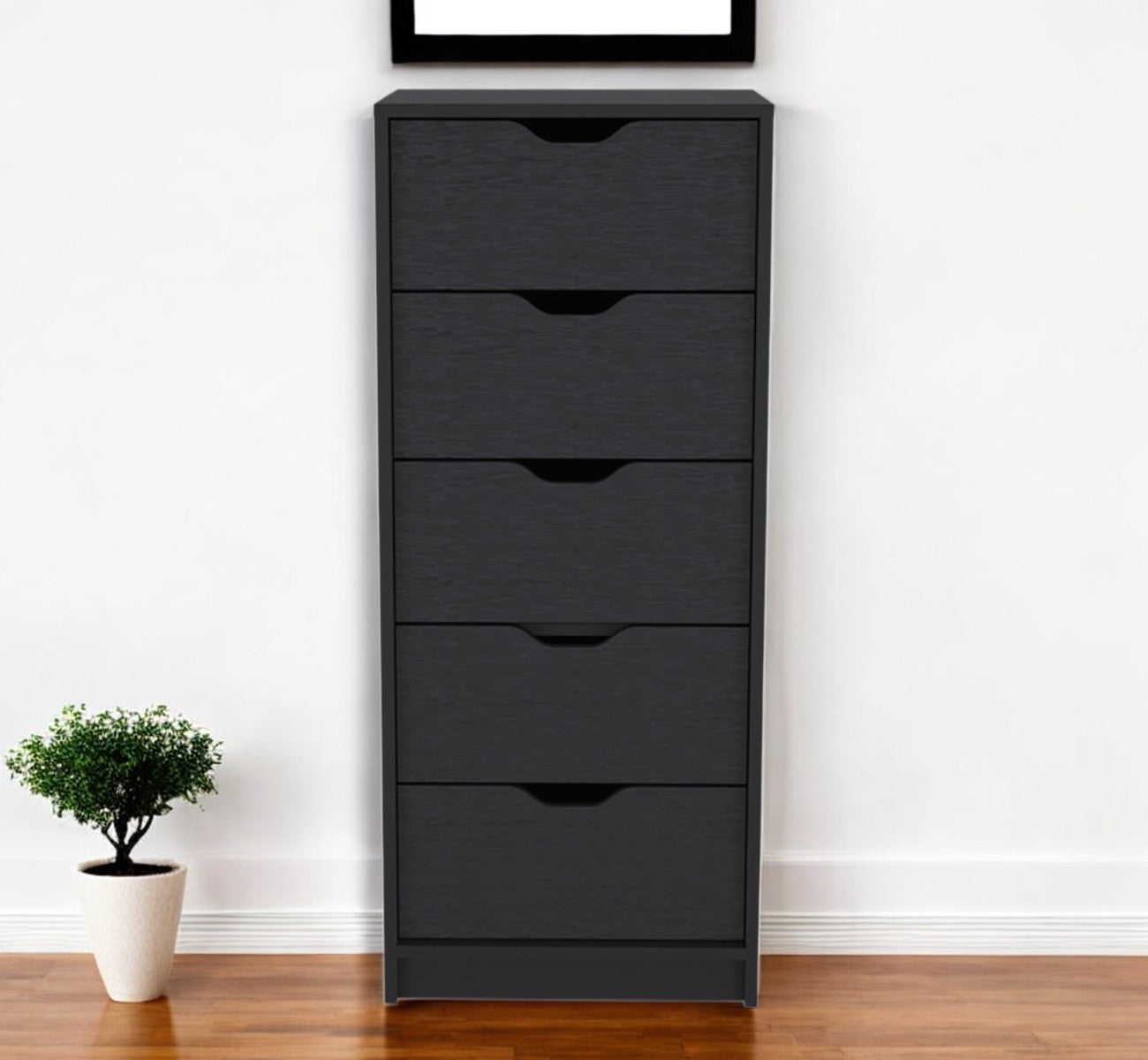 18" Black Five Drawer Standard Chest