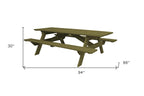 94" Green Solid Wood Outdoor Picnic Table