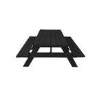 Black Solid Wood Dining Set with Two Benches With Umbrella Hole