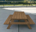 94" Brown Solid Wood Outdoor Picnic Table with Umbrella Hole