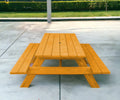 94" Natural Solid Wood Outdoor Picnic Table with Umbrella Hole