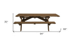 94" Brown Solid Wood Outdoor Picnic Table