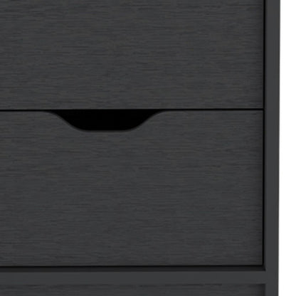 19" Black Wood Two Drawer Nightstand