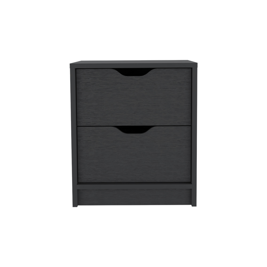 19" Black Wood Two Drawer Nightstand