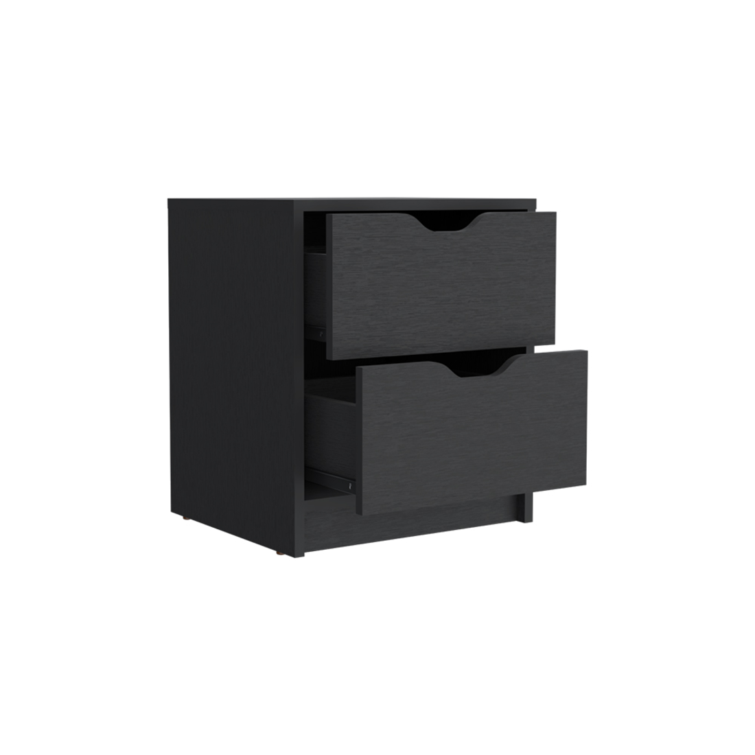 19" Black Wood Two Drawer Nightstand