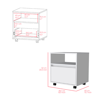 20" White Wood One Drawer Nightstand