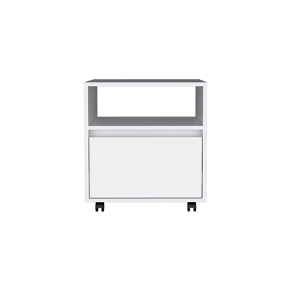 20" White Wood One Drawer Nightstand