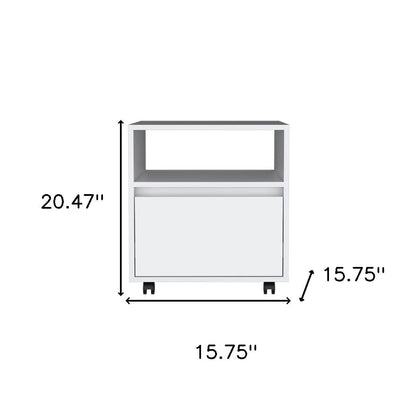 20" White Wood One Drawer Nightstand