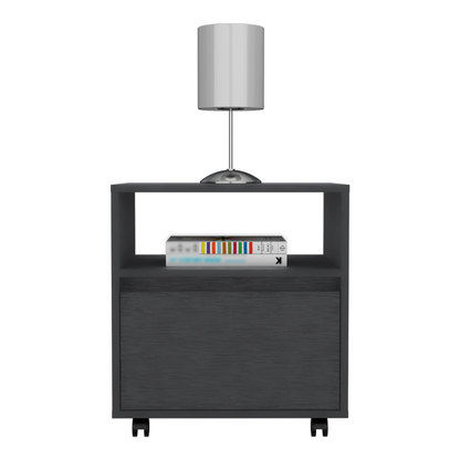 20" Black Wood One Drawer Nightstand
