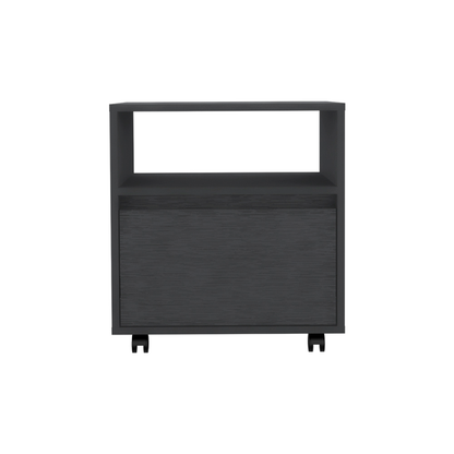 20" Black Wood One Drawer Nightstand