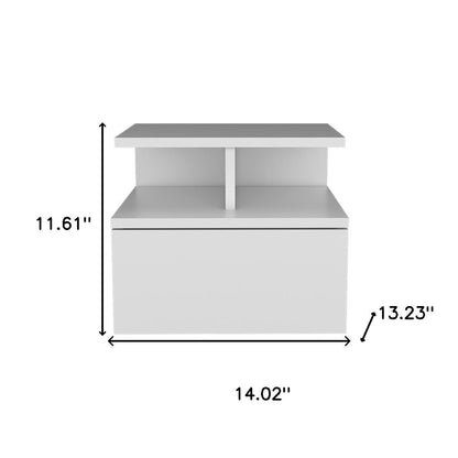 12" White Wood One Drawer Floating Nightstand