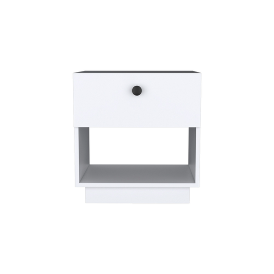 20" White Wood One Drawer Nightstand