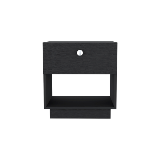 20" Black Wood One Drawer Nightstand