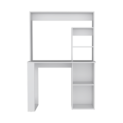 39" White Wood Computer Desk With Hutch