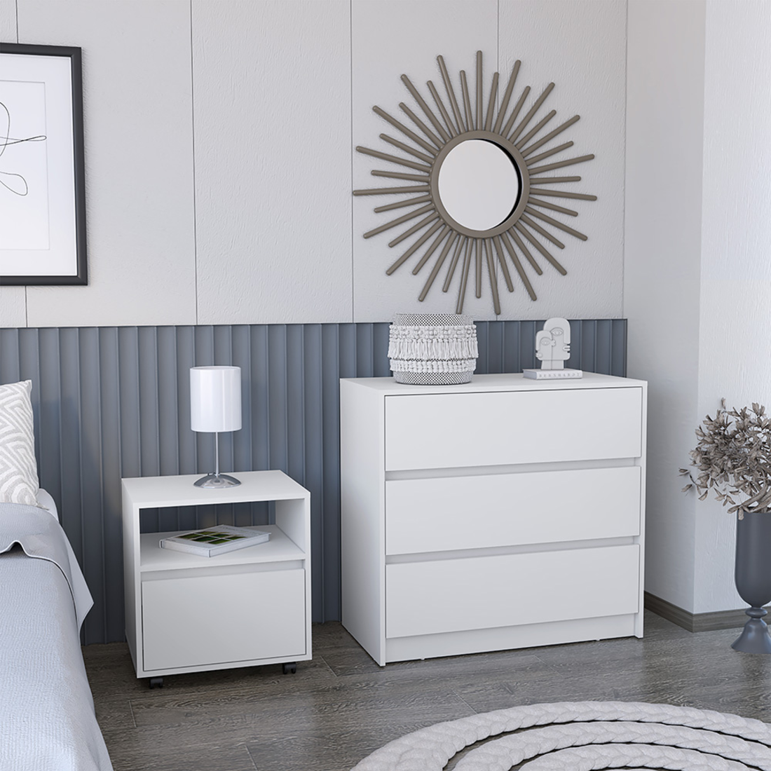 Two Piece White Bedroom Set