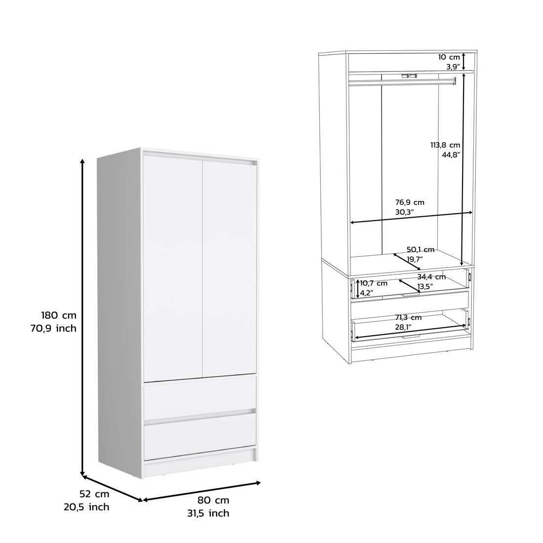 Two Piece White Bedroom Set