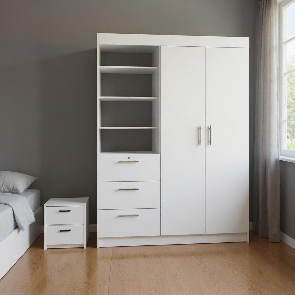 Two Piece White Bedroom Set