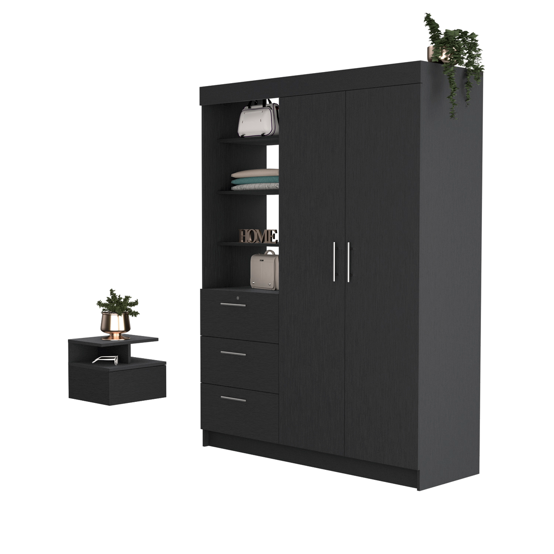 Two Piece Black Bedroom Set