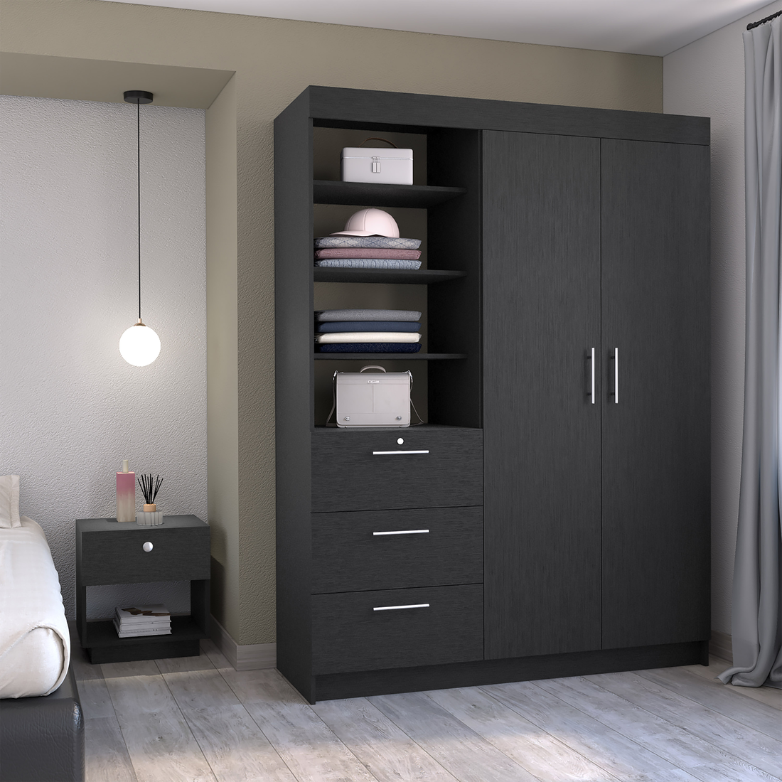 Two Piece Black Bedroom Set