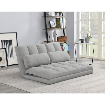 45" Gray Futon Convertible Sleeper Loveseat and Toss Pillows