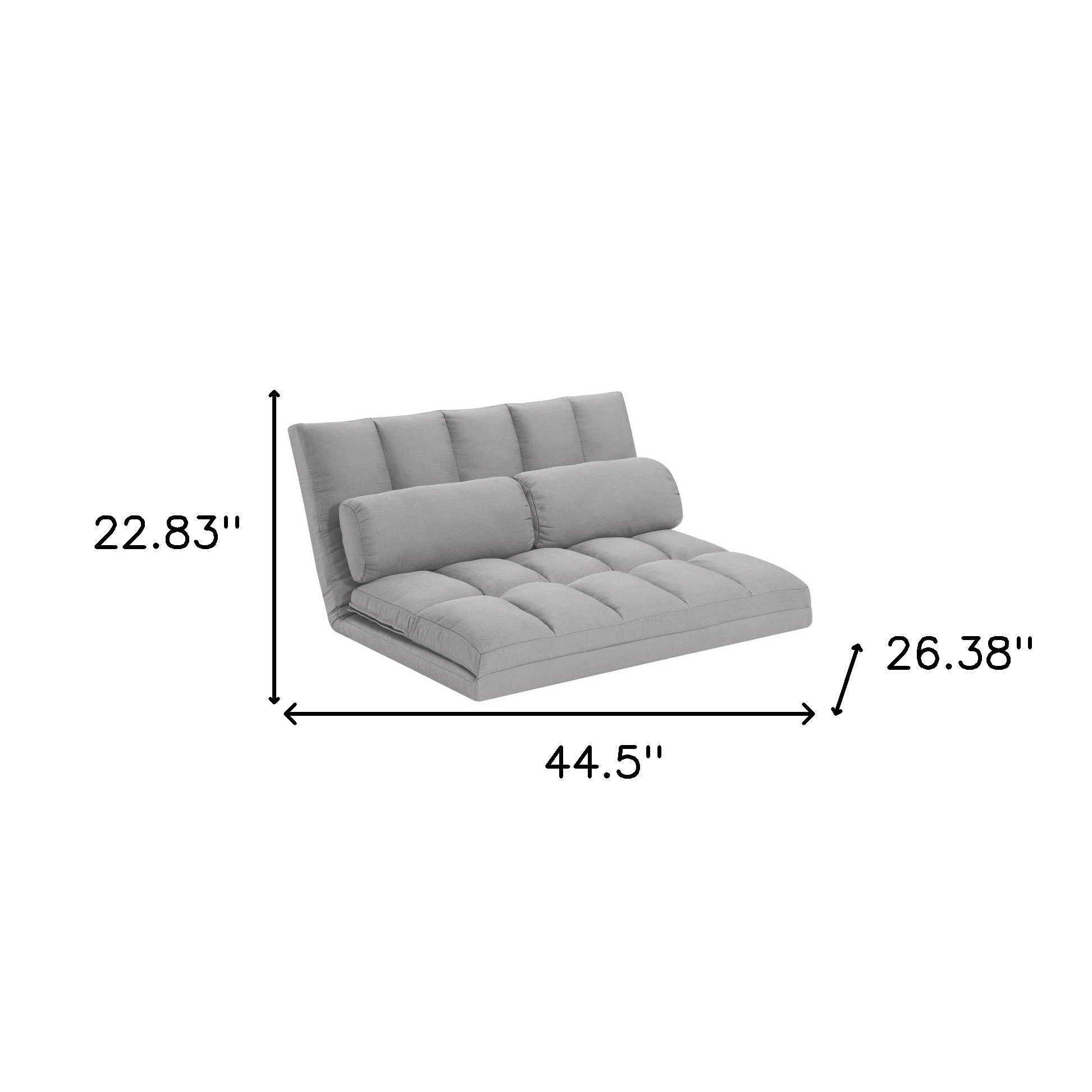 45" Gray Futon Convertible Sleeper Loveseat and Toss Pillows