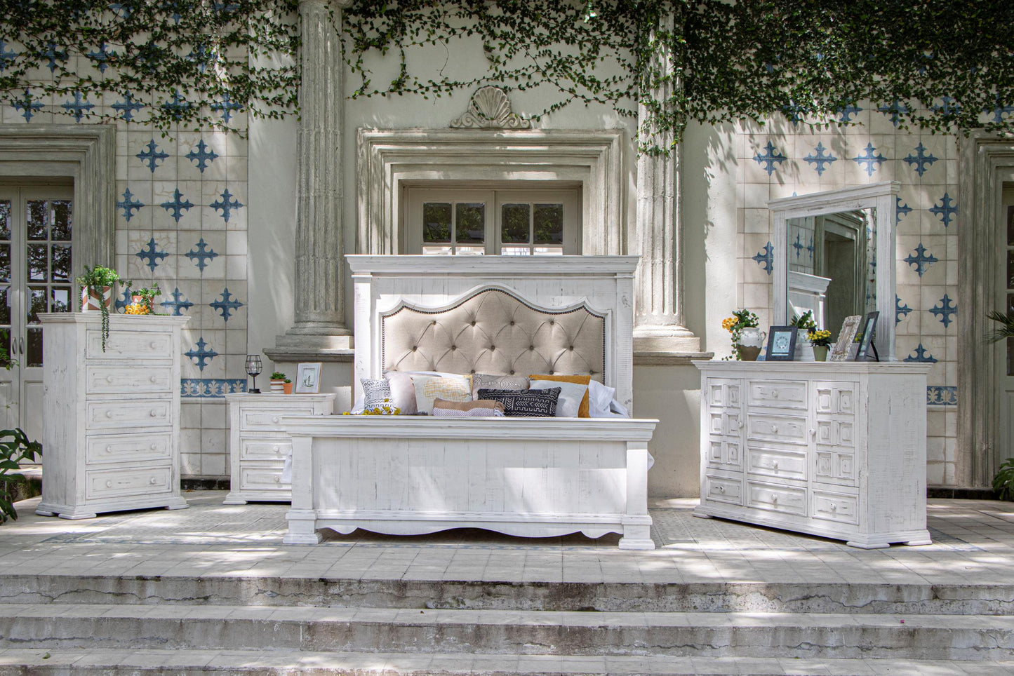 32" White Solid Wood Three Drawer Nightstand