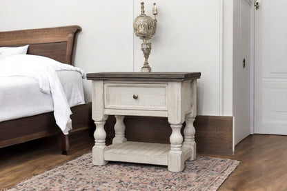 27" Ivory Solid Wood One Drawer Nightstand