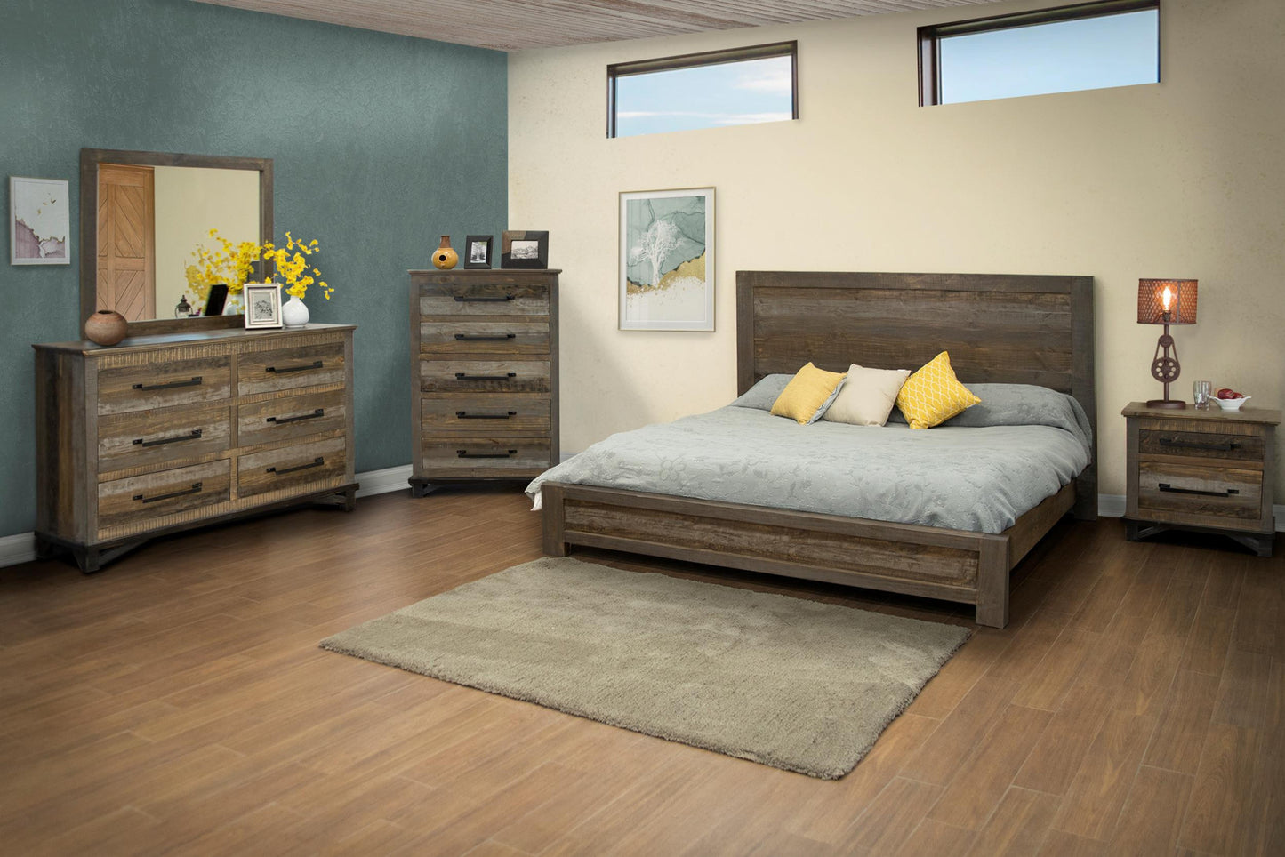 27" Brown Solid Wood Two Drawer Nightstand
