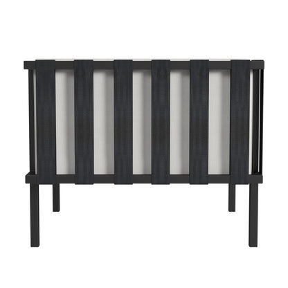 33" Black Metal Outdoor Arm Chair with Off White Cushion
