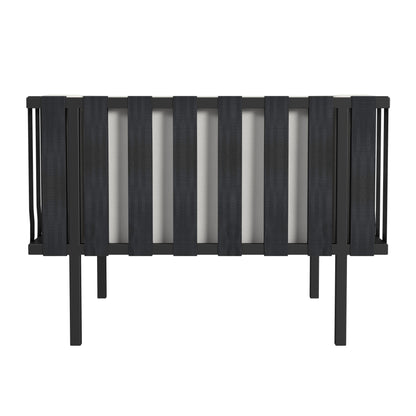 33" Black Metal Outdoor Arm Chair with Off White Cushion