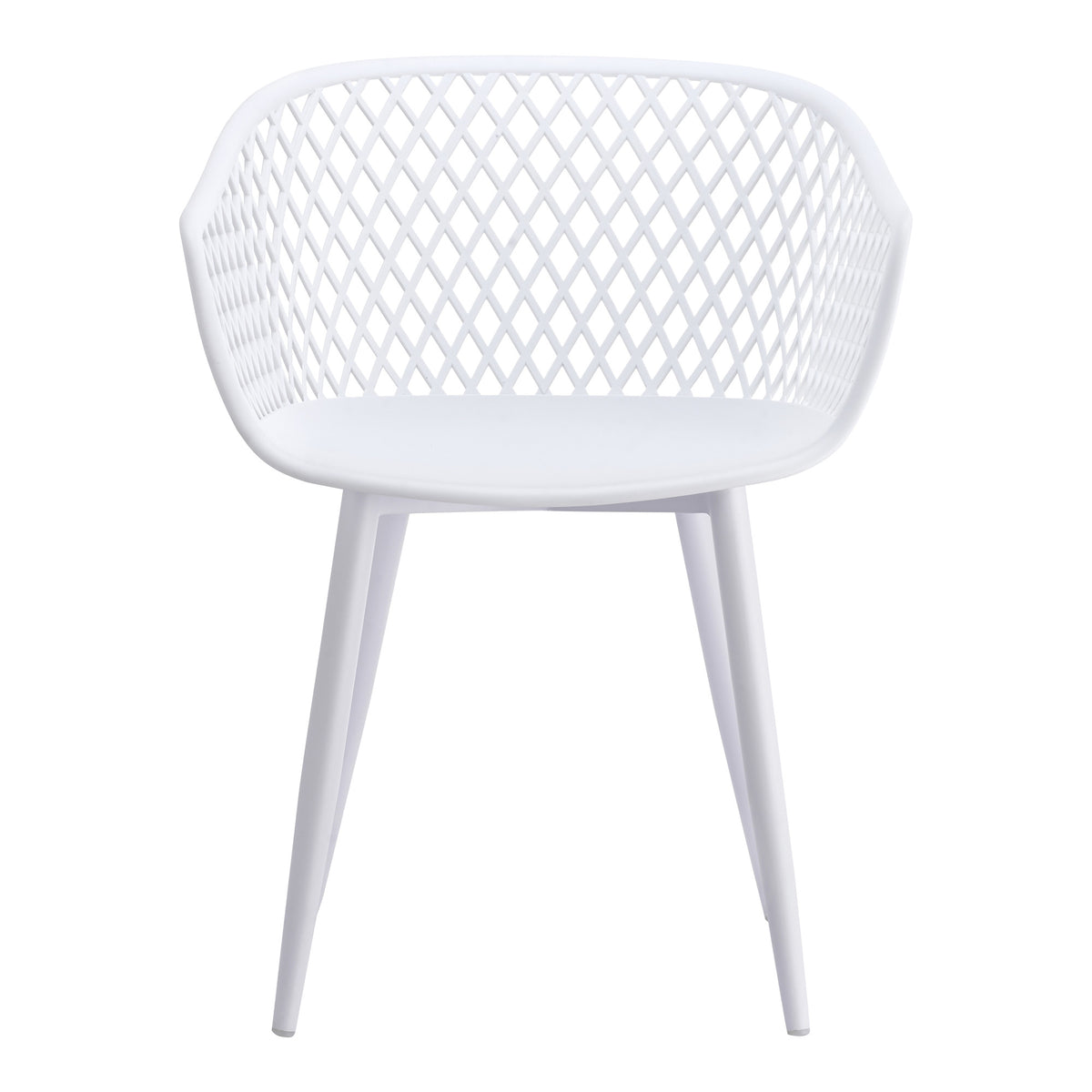 Set of Two White Heavy Duty Plastic Dining Arm Chairs