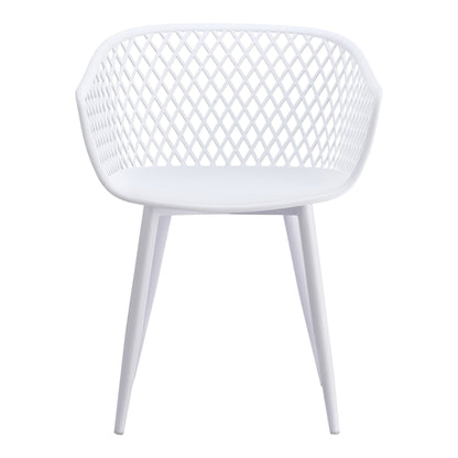 Set of Two White Heavy Duty Plastic Dining Arm Chairs
