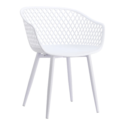 Set of Two White Heavy Duty Plastic Dining Arm Chairs
