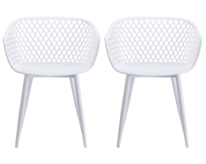 Set of Two White Heavy Duty Plastic Dining Arm Chairs