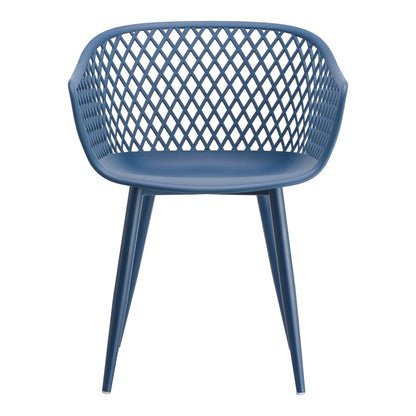 Set of Two Blue Heavy Duty Plastic Dining Arm Chairs