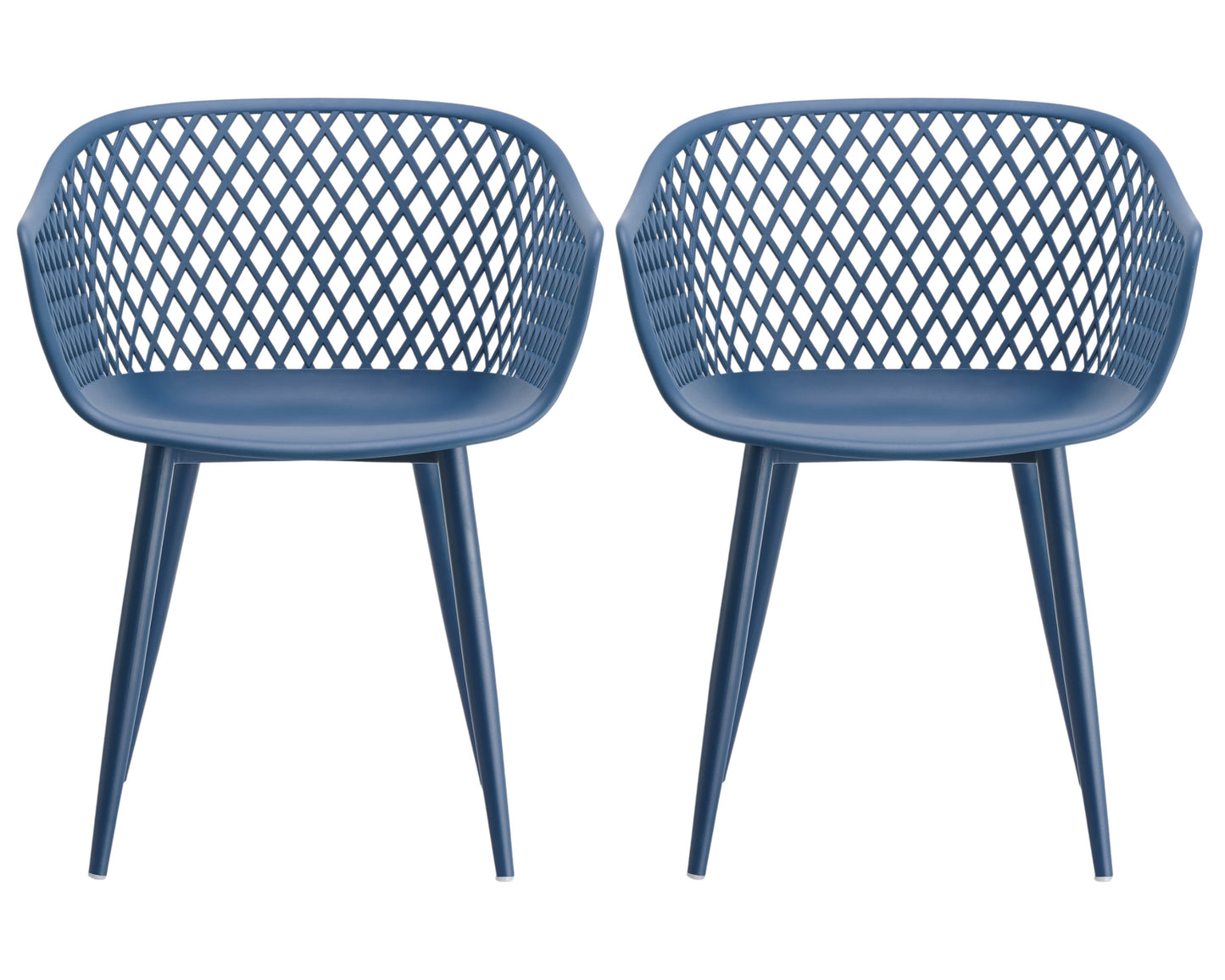 Set of Two Blue Heavy Duty Plastic Dining Arm Chairs