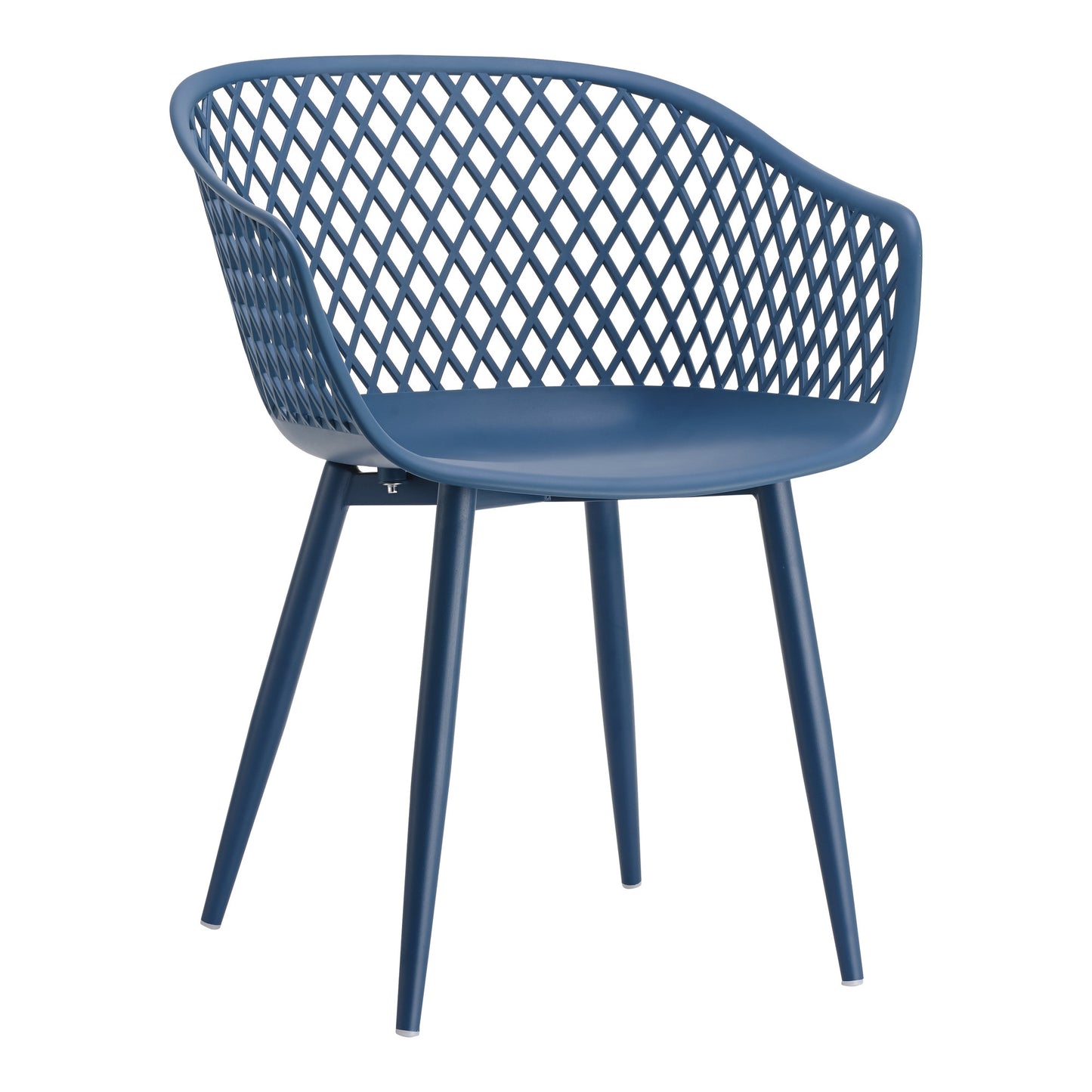 Set of Two Blue Heavy Duty Plastic Dining Arm Chairs