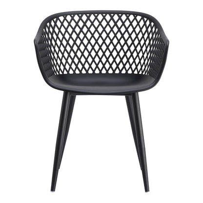 Set of Two Black Heavy Duty Plastic Dining Arm Chairs