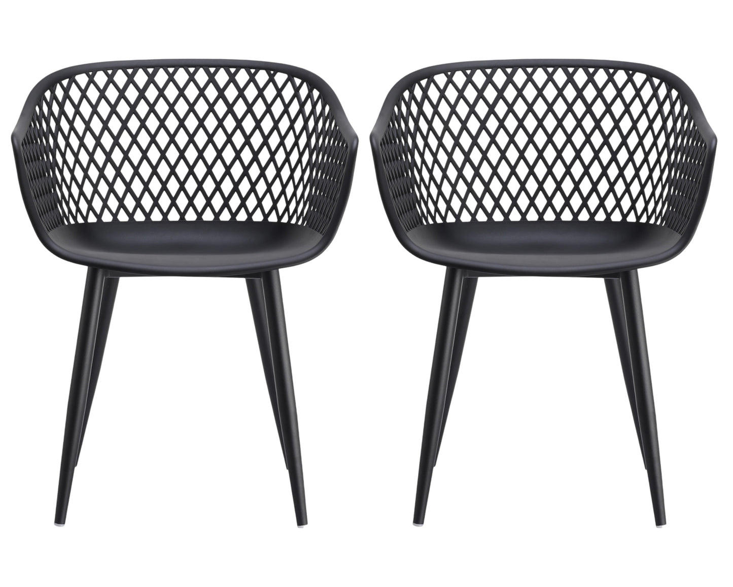 Set of Two Black Heavy Duty Plastic Dining Arm Chairs