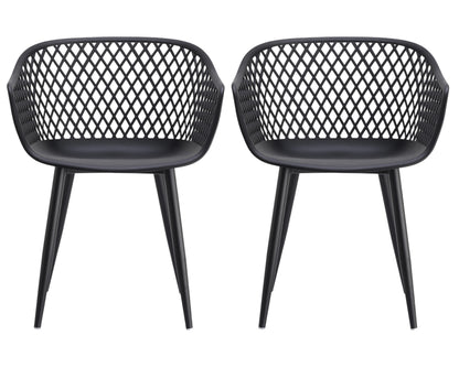 Set of Two Black Heavy Duty Plastic Dining Arm Chairs