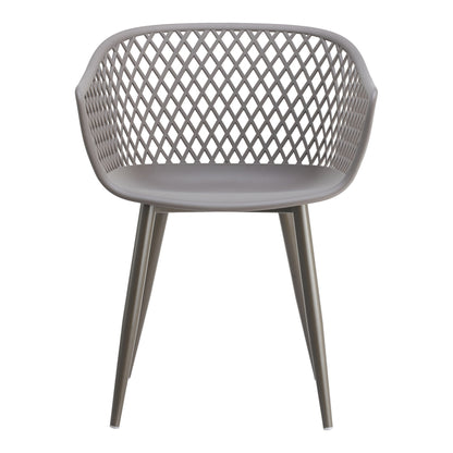 Set of Two Gray Heavy Duty Plastic Dining Arm Chairs