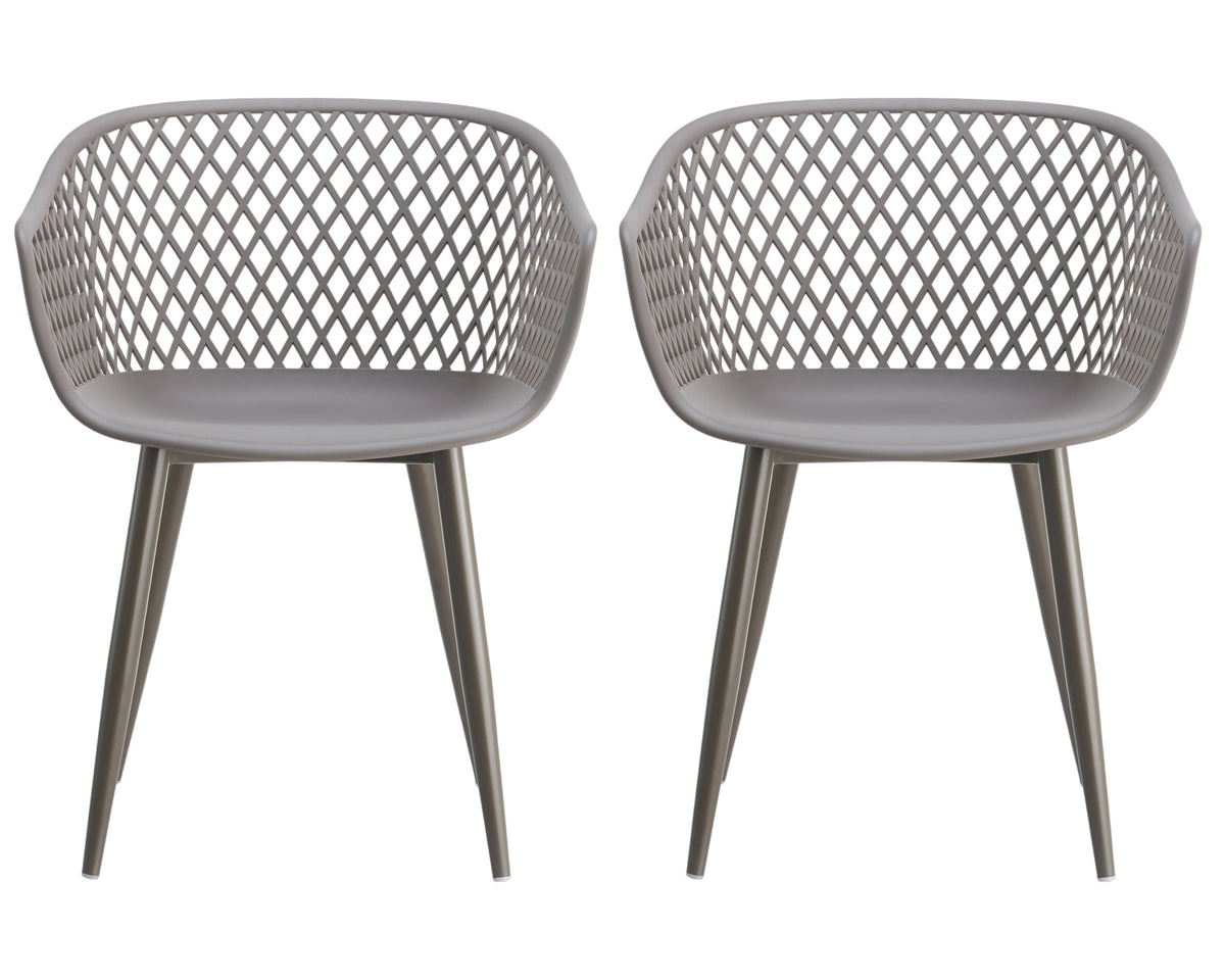 Set of Two Gray Heavy Duty Plastic Dining Arm Chairs
