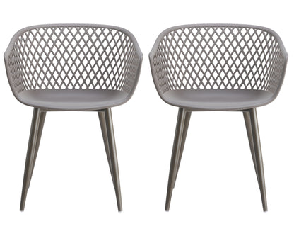 Set of Two Gray Heavy Duty Plastic Dining Arm Chairs